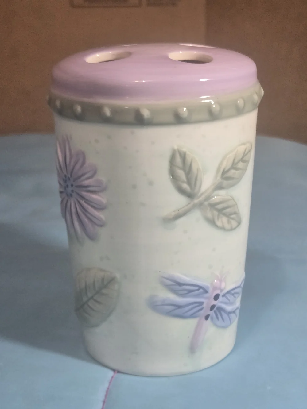 Ceramic Lavender Floral Toothbrush Holder - Unbranded